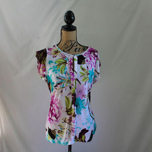 Worthington Floral Flutter Sleeves Pullover M